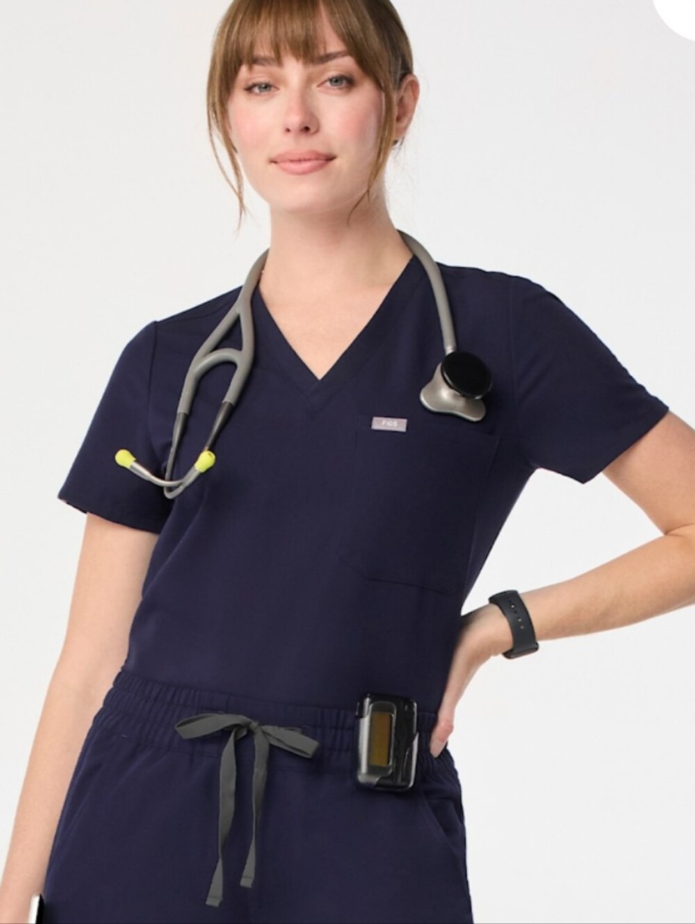 FIGS Navy Women's Catarina Technical Collection Scrub Top